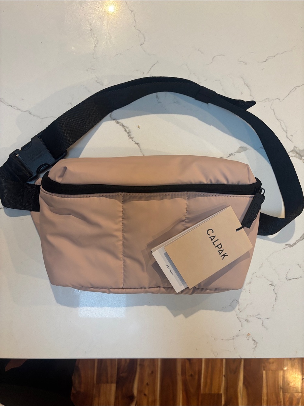 Calpak Women’s Belt Bag in Blush Pink with Black Strap